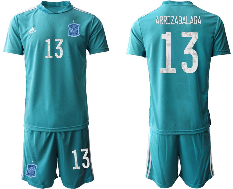 Men 2021 World Cup National Spain lake blue goalkeeper #13 Soccer Jerseys->->Soccer Country Jersey